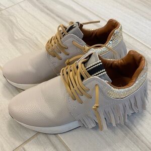 ShuShop Beige Fringe Sneakers